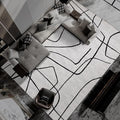 YIHOUSE Modern Washable Area Rug for Living Room Bedroom - Large Abstract Black and White Rug Non-Slip Ultra-Thin Home Decor (Abstract, 9'x12')