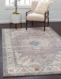 Unique Loom Salzburg Collection Classic Traditional Design Oriental Inspired Border Area Rug (8' 0 x 11' 0 Rectangular, Gray/Beige)