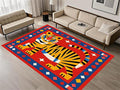 Jungle Animal Area Rug,3x5ft,Unique Design Tiger Print Rug With Geometric Pattern，Bohemian Style Animal Tiger Print Pattern Colorful Rug,Washable Non-Slip Rug for Living Room Classroom Nursery Decor