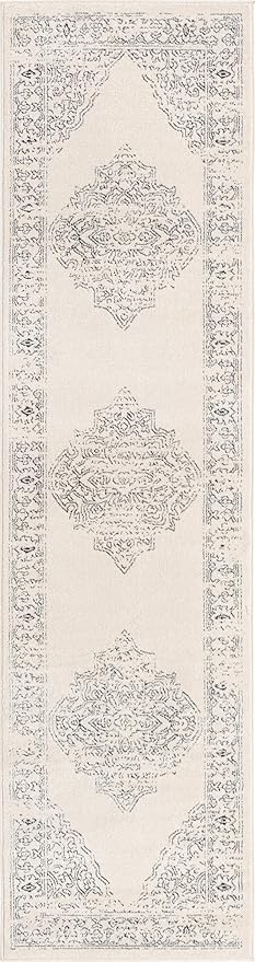 Unique Loom Isabella Collection Area Rug - Rossellini (2' 7" x 10' Runner, White/ Black)