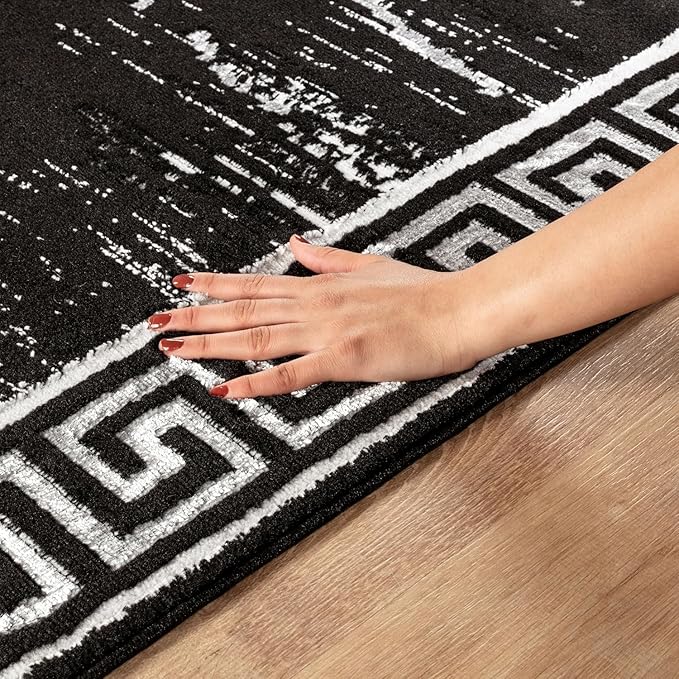 GLORY RUGS Area Rugs Marble 2x3 Black Gray Carpet Modern Abstract Rug Living Room Dining Bedroom Rug