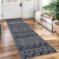 KUTA Moroccan Washable Kitchen Rug, 2x7 Non-Slip Vintage Black Boho Hallway Runner Rugs Ultra Soft Distressed Geometric Floor Carpet Runners for Bedroom Laundry Living Room