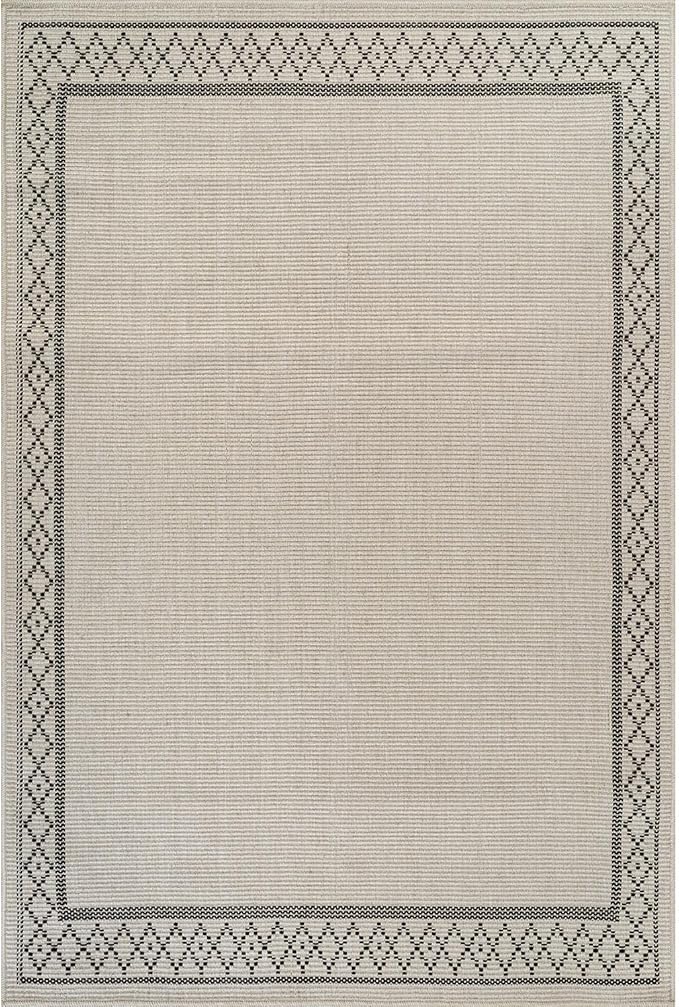 Easy Jute Rugs 6x9 Frame Bone Color Living Room Indoor Outdoor Area Rug for Patio and Kitchen Rug High Traffic Washable Easy to Clean Solid Boho Woven Design Carpet (6 x 9)