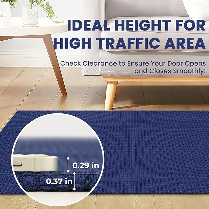 Small Braided Rugs 2x3 Ft Area Rugs for Entryway Washable Rug Throw Rugs Rubber Backed Cotton Woven Door Mat Indoor Entrance Front Door Rugs for Foyer Bathroom Kitchen, Royal Blue/Navy