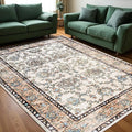 Area Rug for Living Room, 6x9 Machine Washable Non Slip Large Faux Wool Throw Rug, 0.3″ Low Pile & Non-Shedding Boho Large Carpet Rugs for for Dining Room, Bedroom, Office (Khaki)