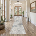 2X10 Washable Runner Rug for Hallway: Soft Neutral Modern Abstract Area Rug - Non-Slip Low Pile Long Throw Indoor Carpet for Kitchen Entryway Kitchen Bedroom Laundry - Blue Grey