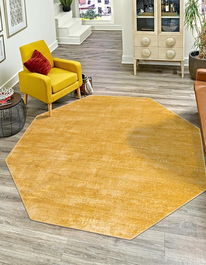 Unique Loom Finsbury Collection Area Rug - Kate (5' 3" Octagon, Yellow)