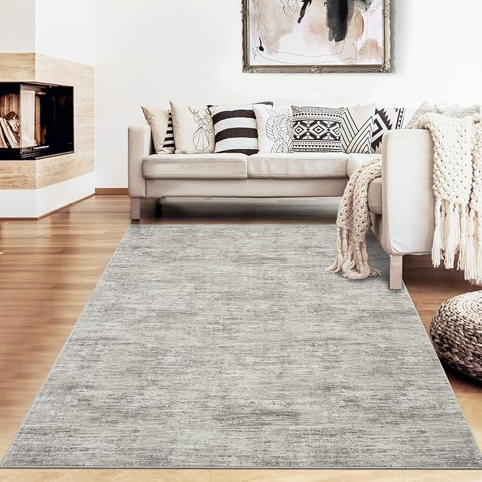 RUGSREAL Bedroom Area Rug 4x6 Modern Abstract Area Rug Stain Resistant Small Living Room Rug Contemporary Dining Room Rug Non-Slip Solid Rug Aesthetic Accent Floor Carpet for Kitchen Office, Taupe