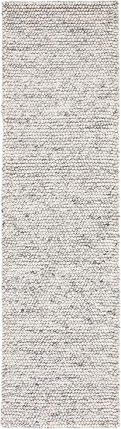SAFAVIEH Natura Collection Runner Rug - 2'3" x 12', Light Grey & Ivory, Handmade Wool Blend, Textured Design, Ideal for Hallway, Bedroom, Foyer (NAT620G)