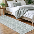 Vintage Floral 2x7 Runner Rug, Sage Green White Washable Kitchen Runner Rug Non-Slip Hallway Rug Runner Boho Super Soft Thin Printed Faux Wool Carpet for Entryway Bedroom Laundry Room Indoor