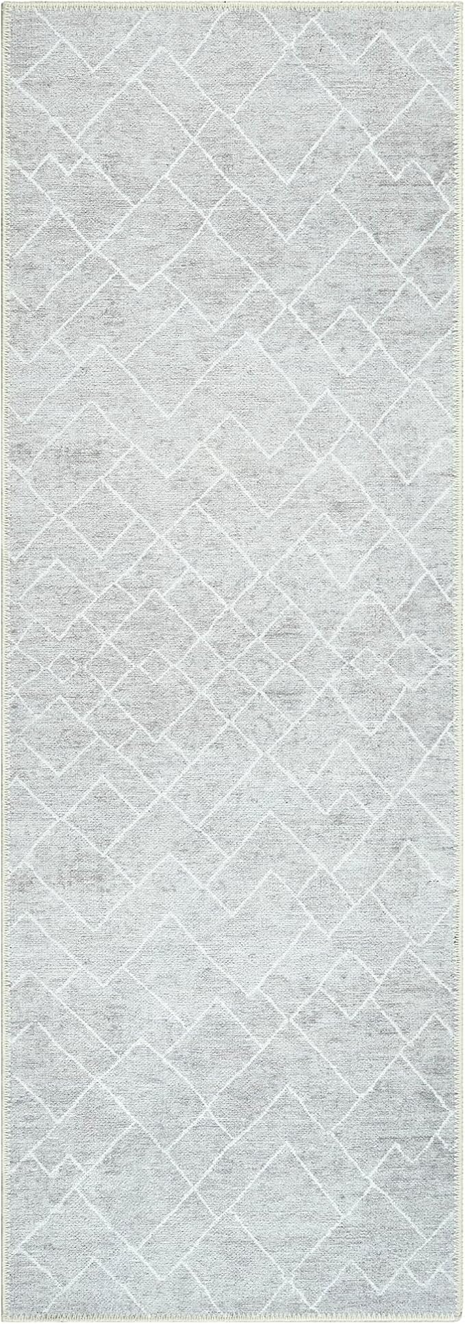 Bloom Rugs Washable Non-Slip 12 ft Runner - Gray/Pebble Striped Runner for Entryway, Hallway, Bathroom, and Kitchen - Exact Size: 2.5' x 12'