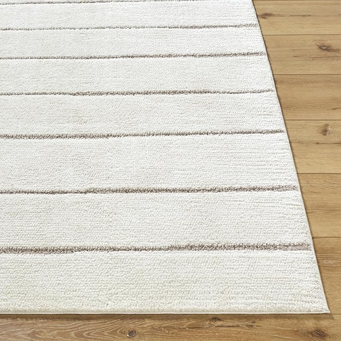 Livabliss x Our PNW Home Cascade Minimalist Striped Area Rug, 2'7" x 7'3", Striped Ivory/Taupe