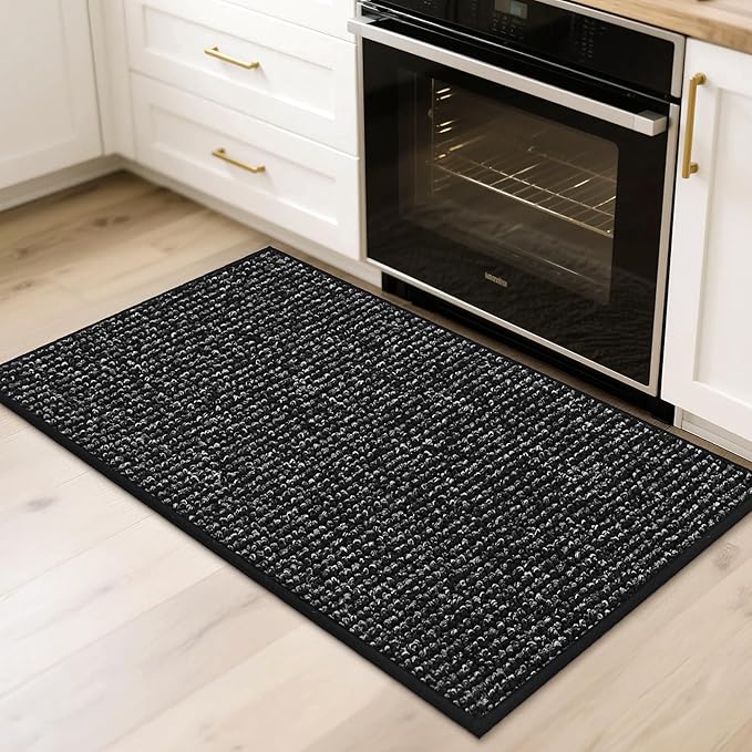 BEQHAUSE 20"x32" Entryway Rug Indoor Door Mat Non-Slip Washable, Hallway Rugs Absorbent & Stain Resist Hall Carpet Runner Rugs for Entryway, Front Door Floor Mats Laundry Room Rugs for Entry, Black