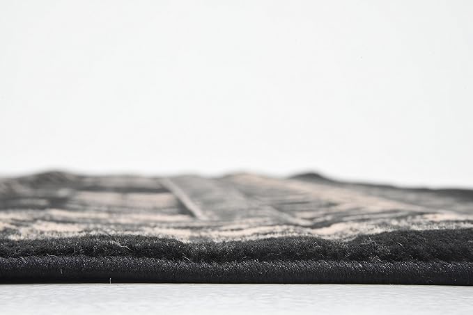 Unique Loom Taftan Collection Border Geometric Tribal Inspired Design Area Rug (6' 0 x 9' 0 Rectangular, Black/ Gray)