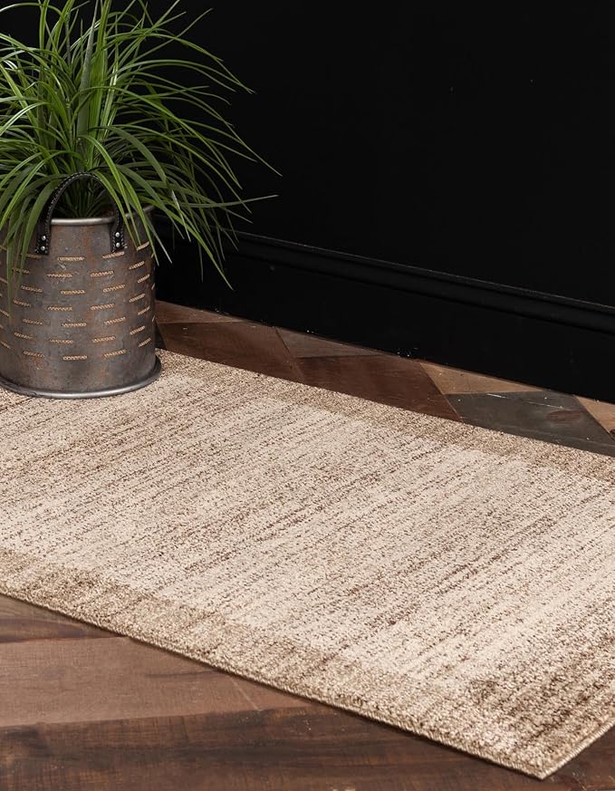 Rugs.com Angelica Collection Rug – 8 Ft Runner Beige Medium-Pile Rug Perfect for Hallways, Entryways