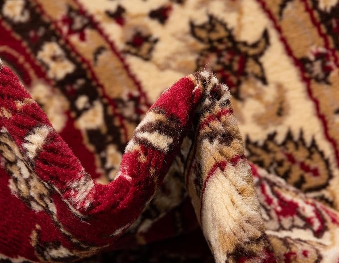 Unique Loom Sialk Hill Collection Area Rug - Washington (5' x 8' Oval Burgundy/Cream)