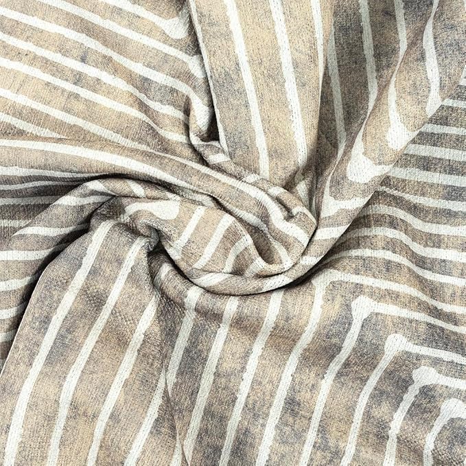 GLN Rugs Contemporary Collection - Machine Washable Area Rug, Contemporary Washable, Non Slip, Low Pile Chenille Rug, Living Room, Bedroom, Kitchen Rug (2'6" x 7' Lines Cream)