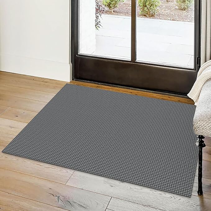 Small Braided Rugs 2x3 Ft Area Rugs for Entryway Boho Washable Rug Non Slip Rubber Backed Throw Rugs Woven Door Mat Indoor Entrance Front Door Rugs for Foyer Kitchen, Dark Grey/Grey
