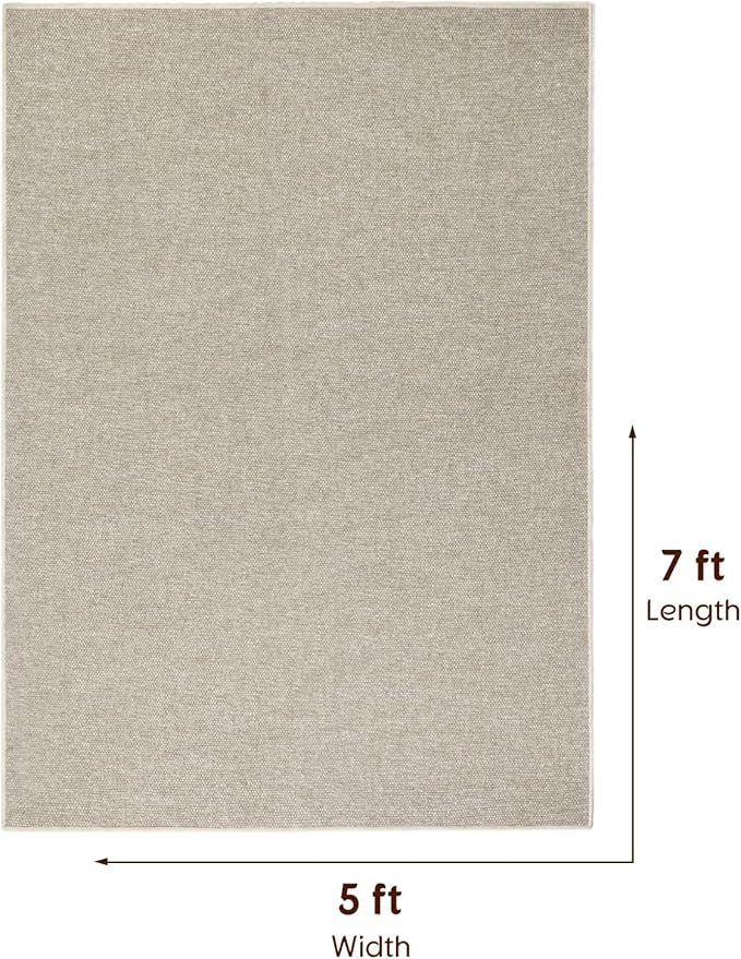 LBRO2M Easy Jute Solid Area Rug 5X7 Washable Rugs for Living Room Bedroom Natural Jute Look Indoor Outdoor Rug Durable, Solid Non Shedding Eco Friendly (5X7 Gray)