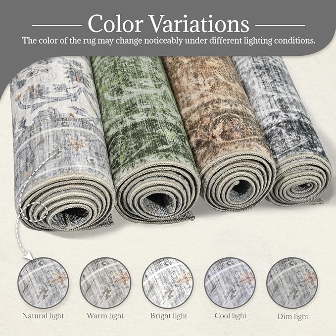8x10 Washable Area Rugs Ultral Soft Non-Slip Stain Resistant Vintage Boho Large Carpet for High-Traffic Living Room & Dining Room
