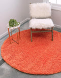 Unique Loom Solid Shag Collection Area Rug (4' 1" Round, Tiger Orange)