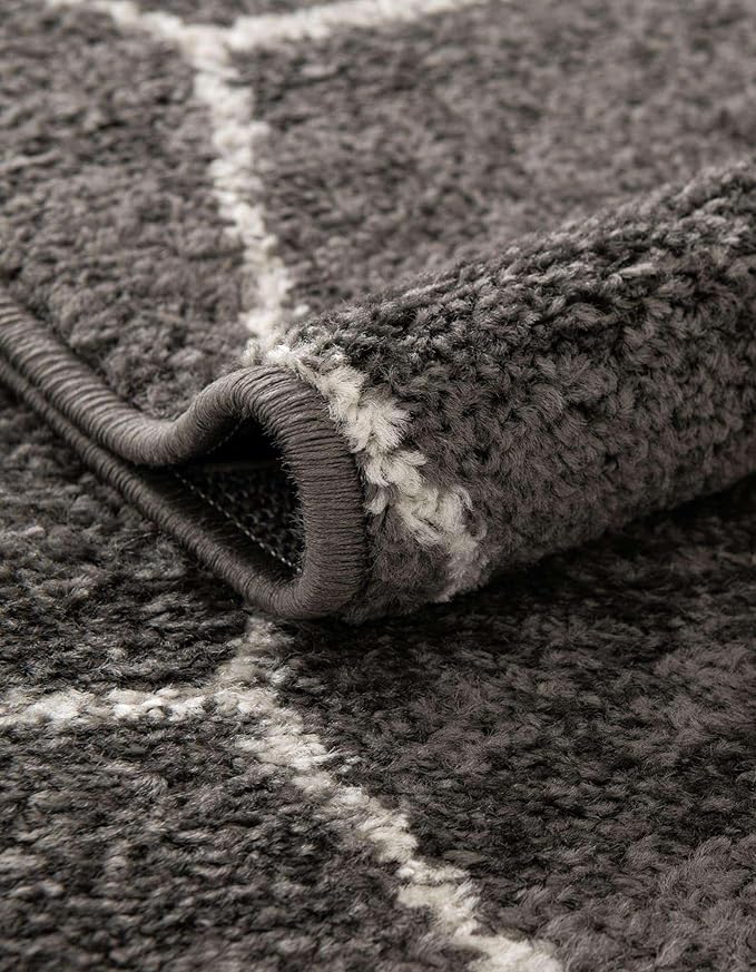 Unique Loom Trellis Frieze Collection Area Rug - Geometric (3' 3" x 16' 5" Runner Dark Gray/Ivory)