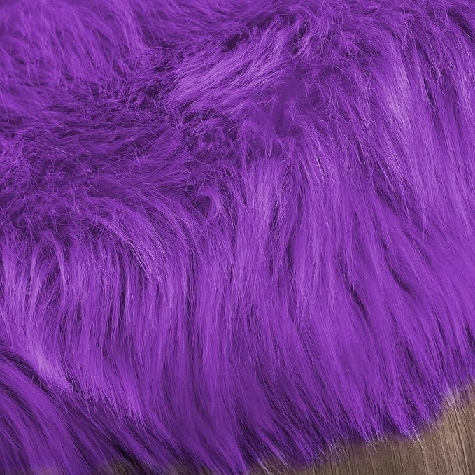 Latepis Small Furry 2x3 Purple Faux Fur Rug Fluffy Rugs Washable Shag AccentPlush Soft Rug for Bedroom Chair Seat Covers Throw Rugs Rectangle