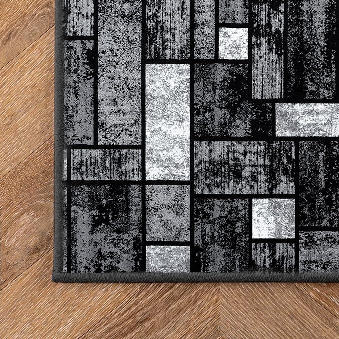 LUXE WEAVERS Modern Geometric Squares 10007 Gray 5x7 Area Rug