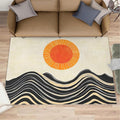 Boho Sun Area Rugs 4x5ft, Watercolor Mountain Kids Play Rug, Abstraction Deco Throw Rugs Bedroom Fluffie Soft for Coffee Shop Living Room Under Table Game Room
