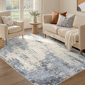 4x6 Area Rug Living Room Rugs - Washable Neutral Modern Abstract Soft Thin Rug Indoor Floor No Slip Rug Carpet for Bedroom Under Dining Table Home Office Decor - Blue/Light Brown