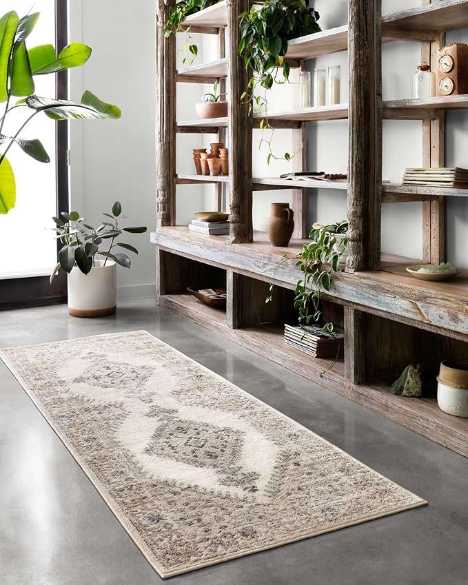 Loloi Teagan Collection TEA-02 Oatmeal/Ivory 2'-8" x 10'-6" Runner Rug, Large, Soft Neutral Rug, High-Traffic for Living Room, Bedroom, Home Office, Dining Area