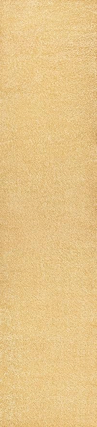 Eyely UES100B-210 Supersoft Haze Solid Low-Pile Indoor Runner Rug Casual;Contemporary;Solid;Traditional, Bedroom, Kitchen, Living Room, Easy-Cleaning, Non-Shedding, 2 X 10, Mustard
