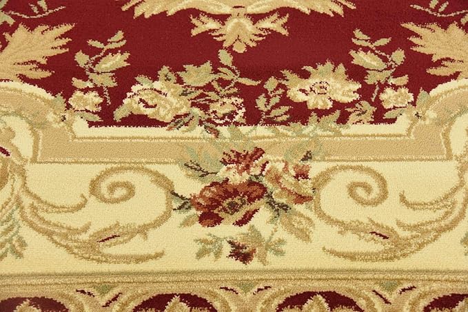 Unique Loom Versailles Collection Traditional Classic Floral Motif Area Rug (7' 0 x 10' 0 Rectangular, Burgundy/ Ivory)