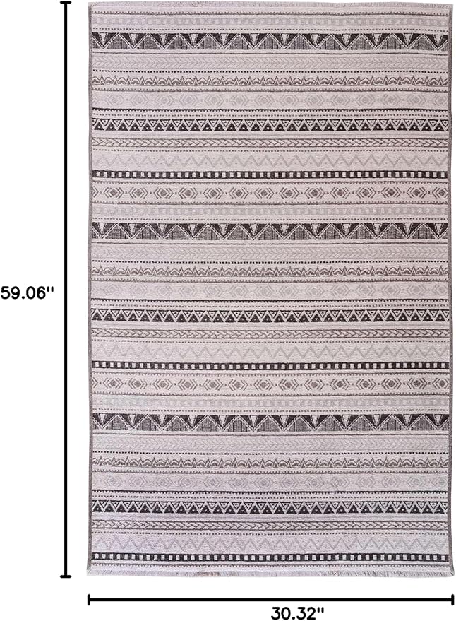 Alfa Rich 3x5 White Black Gray Washable Area Rugs for Living Room Bedroom Kitchen Decor Runner