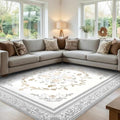 SOULFUL Medium Pile 4x6 Rugs for Living Room - Cozy Soft Underfoot Area Rug - Light Taupe Boho Floral - Washable Non-Slip - Perfect for Bedroom Kids Room Under Dining Table Office