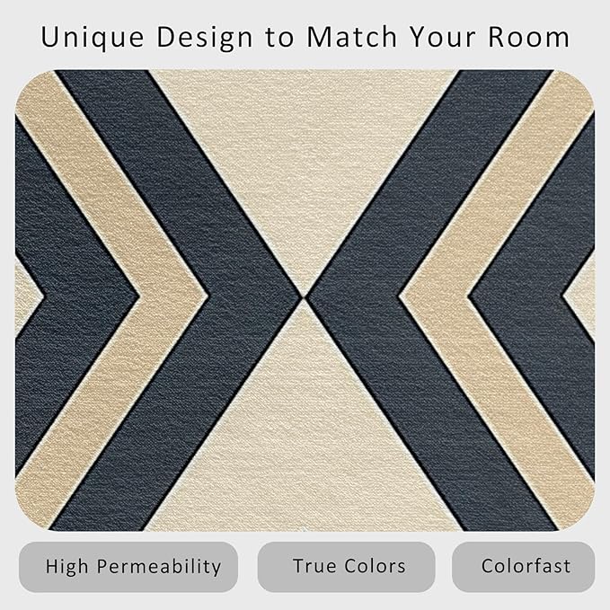 Modern Geometric Rug Small, Washable 2x3 Throw Rug for Entryway, Herringbone Chevron Patterned Indoor Door Mat, Modern Geometric Decor for Home, Bedroom, Soft Non Slip Thin Design FER72