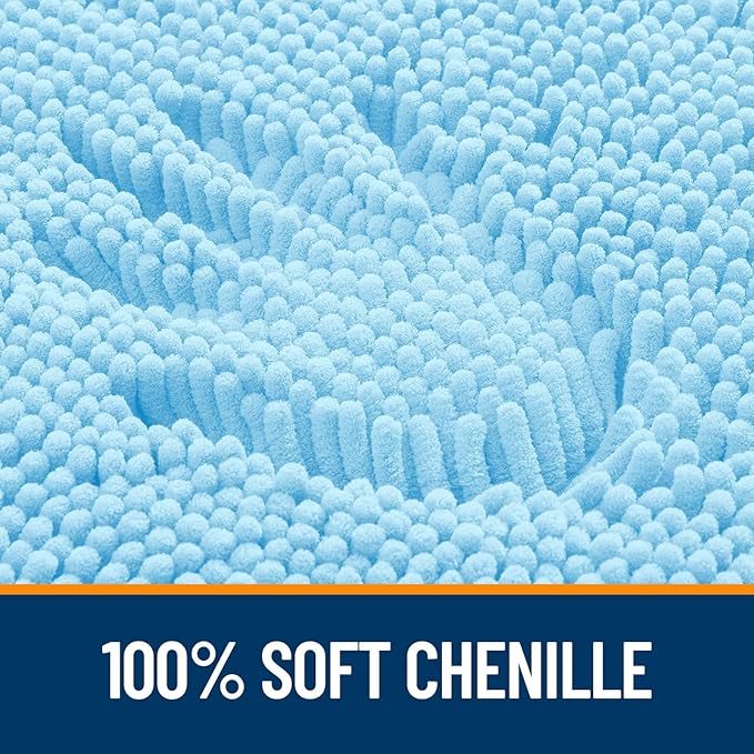 OLANLY Bathroom Rugs 59x24, Extra Soft Absorbent Chenille Bath Rugs, Rubber Backing Quick Dry, Machine Washable Bath Mats for Bathroom Floor, Tub and Shower, Home Decor Accessories, Sky Blue