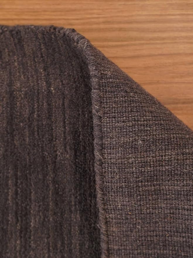 Rugsotic Carpets Hand Knotted Gabbeh Wool 5'x8' Area Rug Solid Charcoal L00111