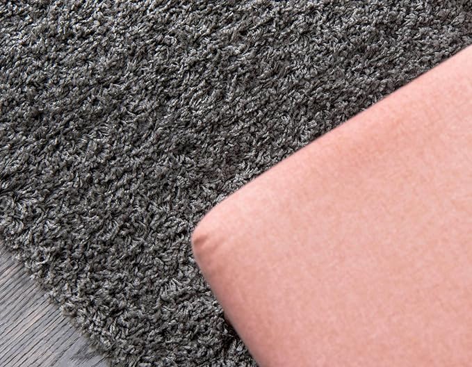 Unique Loom Solid Shag Collection Area Rug (8' x 11' Rectangle, Graphite Gray)