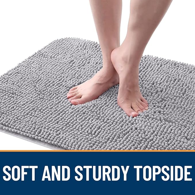 OLANLY Dog Door Mat for Muddy Paws 70x32, Absorbs Moisture and Dirt, Absorbent Non-Slip Washable Doormat, Quick Dry Chenille Mud Mat for Dogs, Entry Indoor Entryway Carpet for Inside Floor, Light Grey