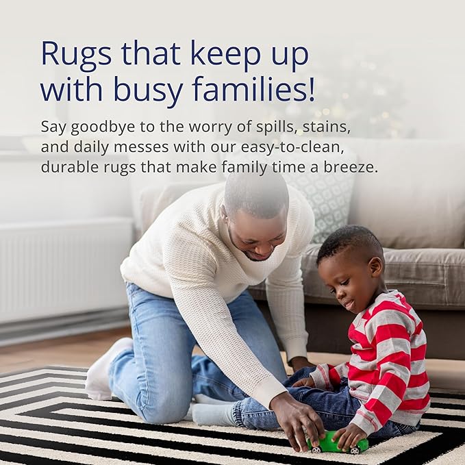 Abani Casa CAS120A Contemporary Black and Ivory Rectangular Area Rug