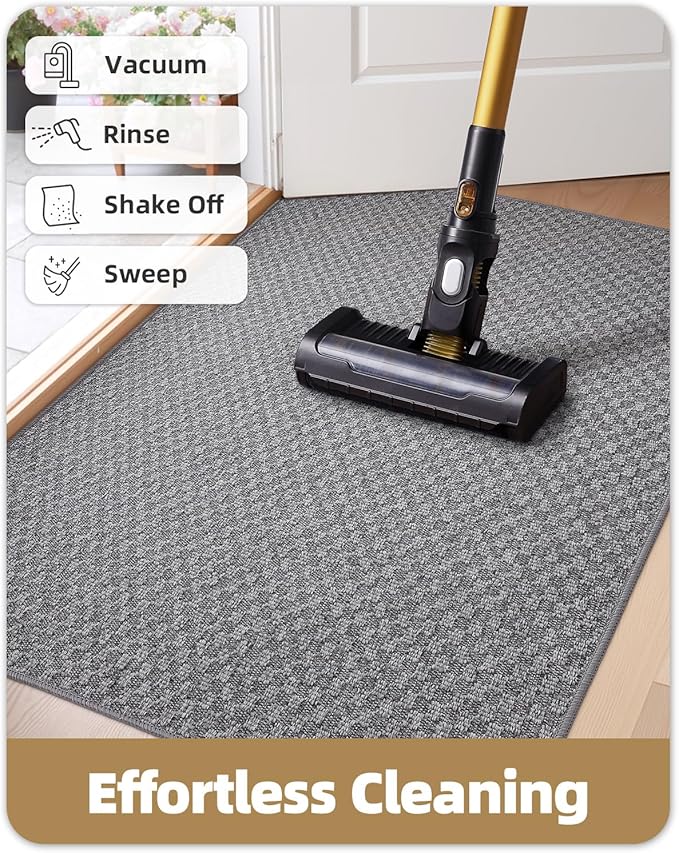 Color&Geometry Large Front Door Mat Indoor Entrance Non Slip Rubber Backed, 36"x56" Indoor Door Mats for Entryway, Dirt Trapper Double Doormat, Washable, Dark Grey (Rolled-up NO Creases)