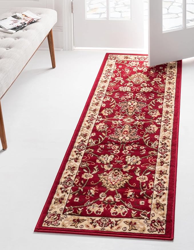 Unique Loom Sialk Hill Collection Area Rug - Washington (2' 7" x 13' 1" Runner Burgundy/Cream)