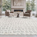 Beverly Rug Micro Loop Area Rug Gray/White 8x10 Abstract Modern Luxury Irregular Grid Durable Soft Indoor Rugs for Living Dining Room Office Stain Resistant Non Shedding Casual Indoor Carpet 8 x 10