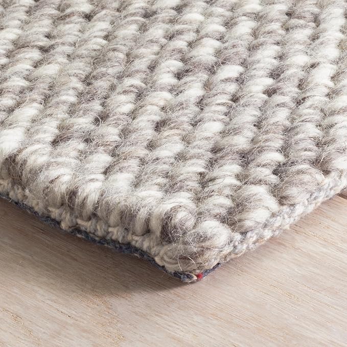 Dash and Albert Loggia Grey Handwoven Wool Rug, 9 X 12 Feet, Grey Solid Pattern - Premium Luxury Hotel Quality Soft Breathable Hypoallergenic Machine Washable Easy Care All Season Comfortable