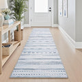 2x10 Runner Rug Machine Washable Non Slip Area Rug Distressed Neutral Moroccan Boho Rug Ultra Soft Floor Runners for Hallways for Entryway Laundry Room Kitchen, Blue