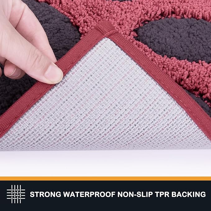 PURRUGS Dirt Trapping Door Mat 24" x 35.5", Non-Skid/Slip Machine Washable Microfiber Entryway Rug, Dog Doormat, Super Absorbent Welcome Mat for Muddy Wet Shoes and Paws, Burgundy Red