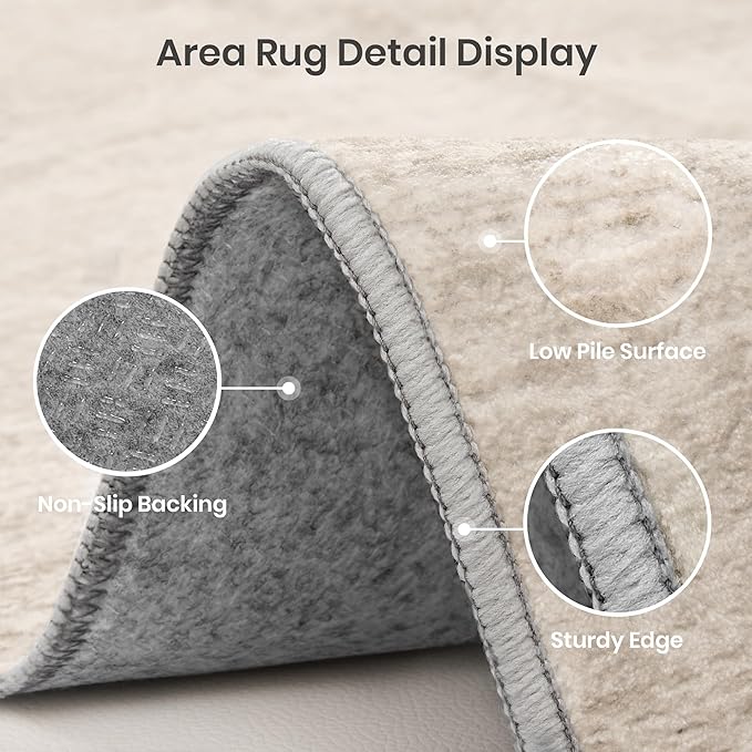 Valenrug Washable Rugs 8x10 - Stain Resistant 8x10 Area Rugs for Living Room, Non Slip Backing Gradient Printed Rugs for Bedroom, Folable Machine Washable Area Rug (8'x10', Brown)