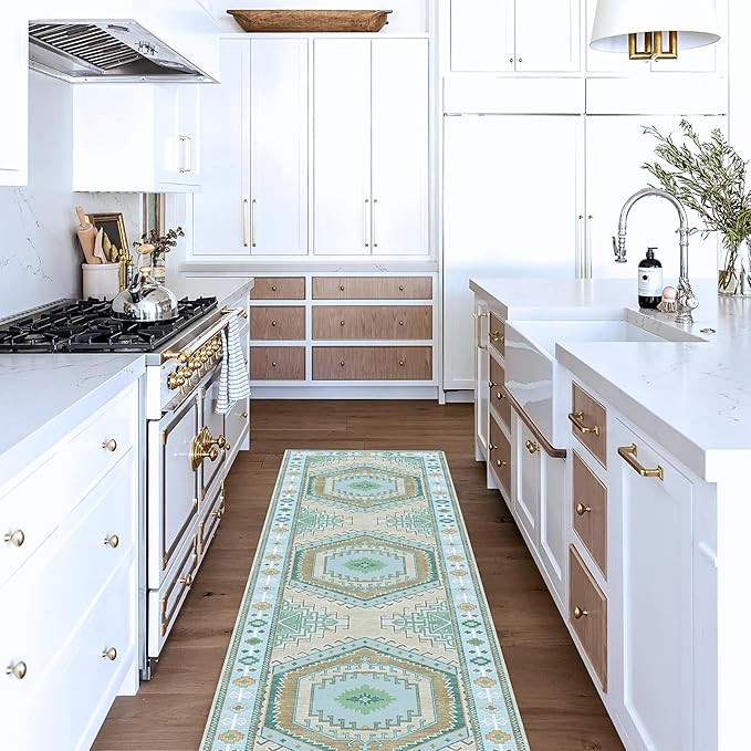 Fame Living Washable Area Rug. Modern Farmhouse. Vintage. Turkish. Bohemian. Distressed. Oriental. Traditional. Rugs for Living Room. Dining. Bedroom. Office. Entryway. Foyer. (856GG, 2'5" x 9'8")