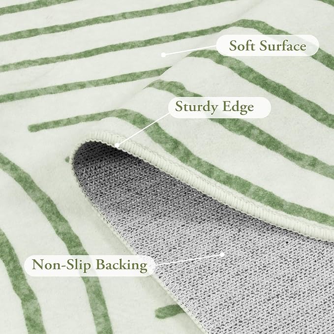 Lahome Abstract 9x12 Area Rugs for Living Room Bedroom, Soft Washable Rugs 9x12, Ultra-Thin Non-Slip Modern Dining Room Rug Non-Shedding Accent Carpet for Office, Green